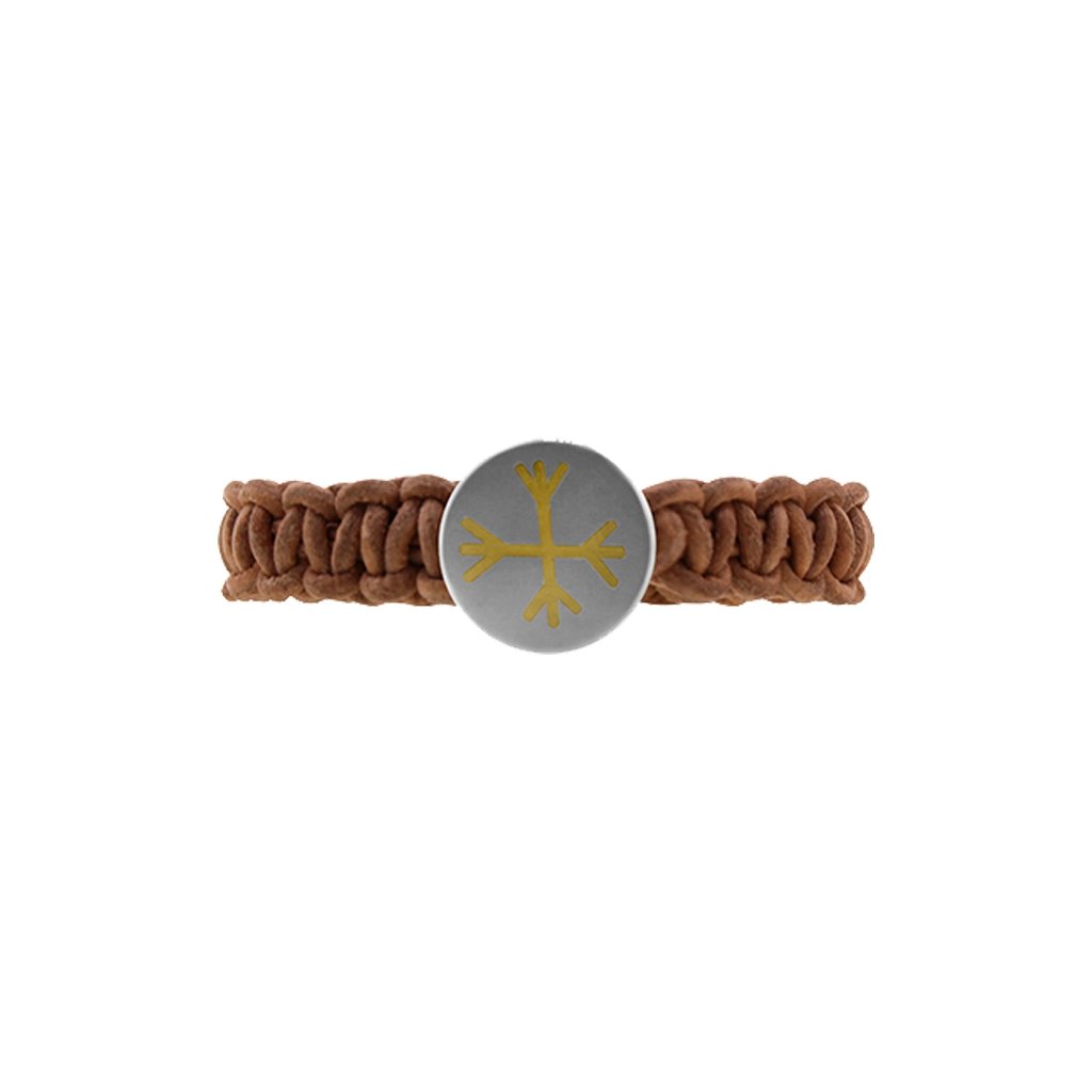 Ægishjálmur - Helm of Awe Leather Bracelet with 18k - nammi.is