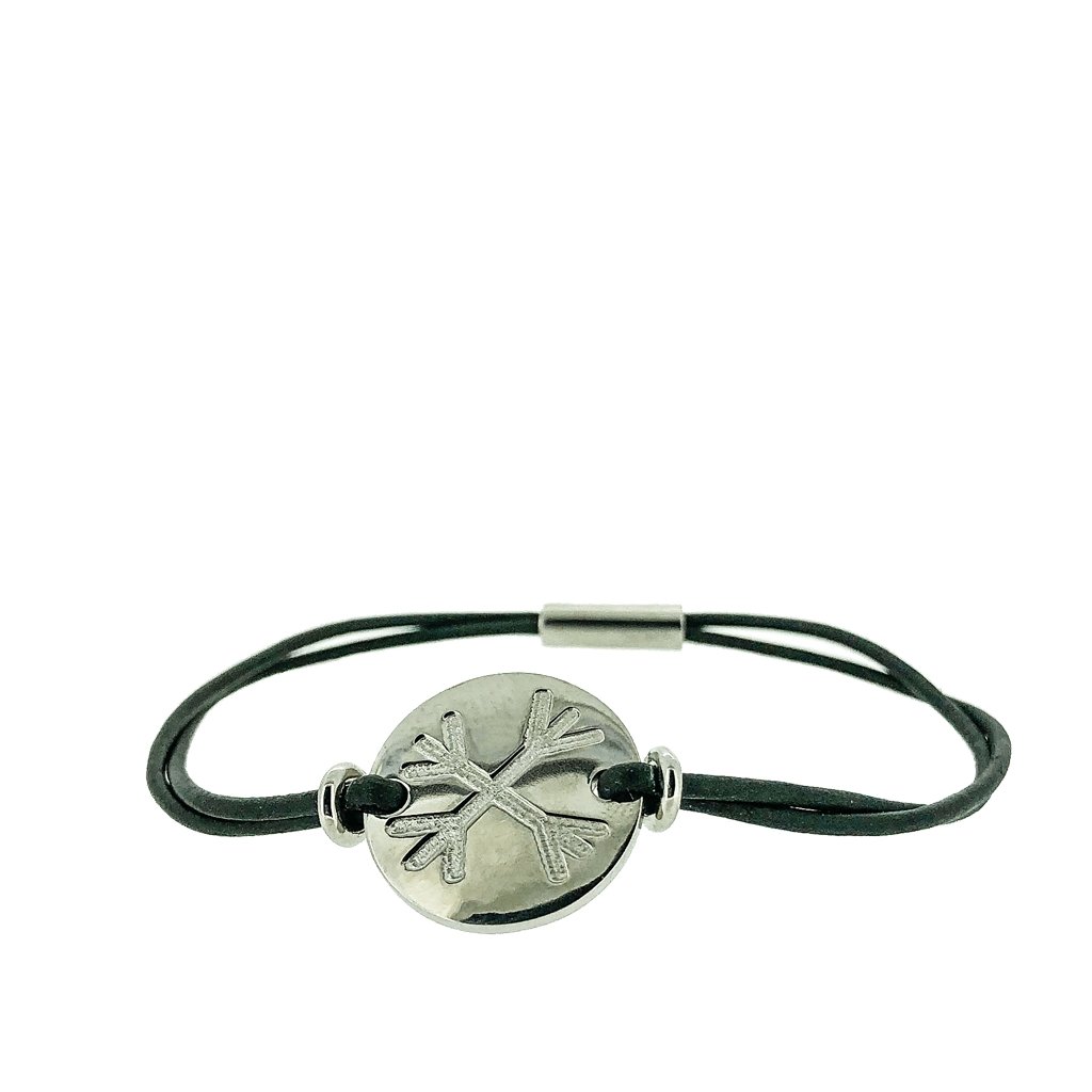 Ægishjálmur - Helm of Awe Leather Bracelet with Titanium Shield - nammi.isÓfeigur