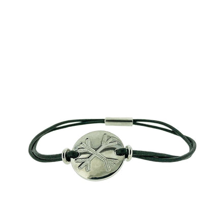 Ægishjálmur - Helm of Awe Leather Bracelet with Titanium Shield - nammi.isÓfeigur
