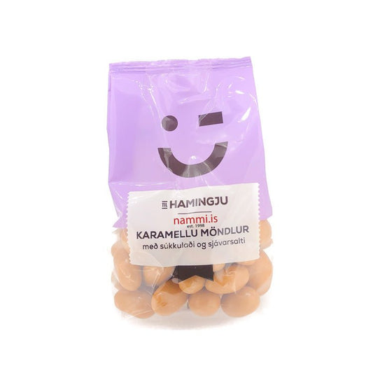 Caramel Almonds with Chocolate & Sea salt / Karamellu möndlur 150 gr. - nammi.is