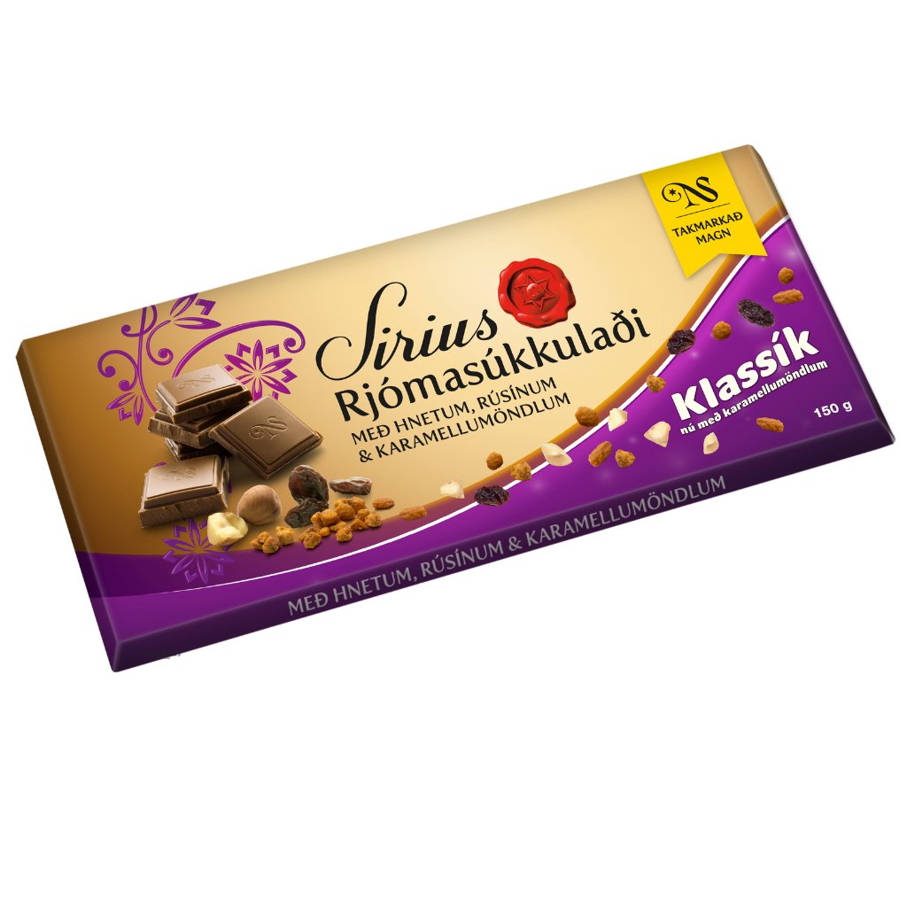 Cream Chocolate with nuts, raisin and caramel almonds (150 gr.) - nammi.isNói Síríus