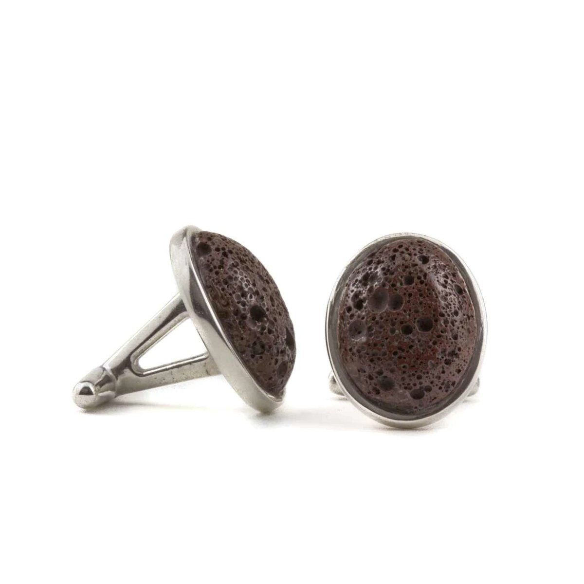 Cufflinks With Brown Icelandic Lava Stone - nammi.is