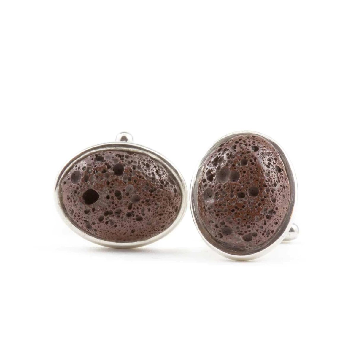 Cufflinks With Brown Icelandic Lava Stone - nammi.is