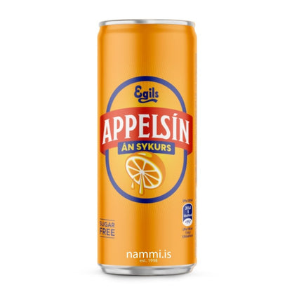 Egils Appelsín / Orance Soft Drink without sugar. (330ml.) - nammi.isÖlgerðin