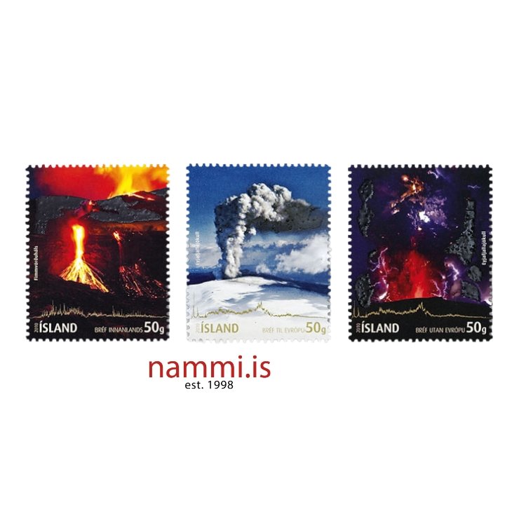 Eyjafjallajökull 3 Stamps - Special Issue - nammi.is