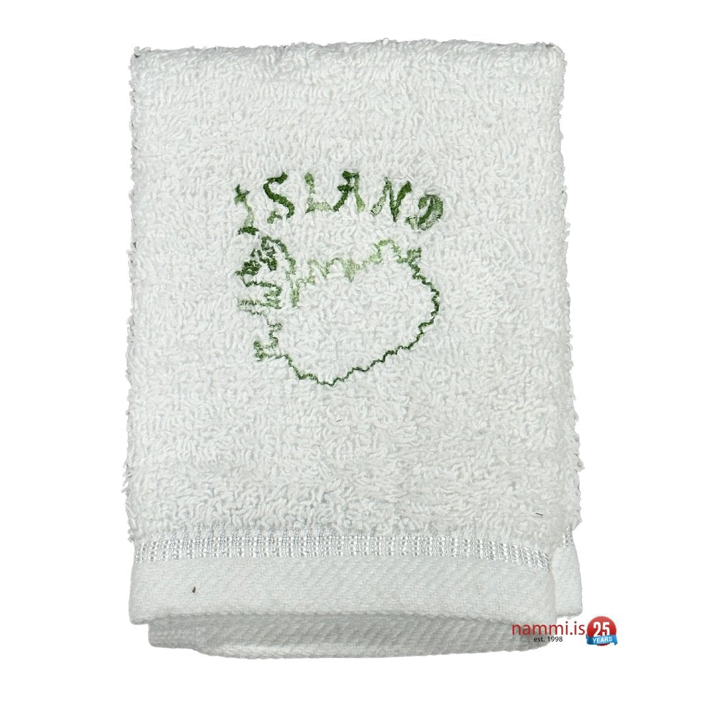 Face towel Iceland / White & Green letters - nammi.isSA Iceland