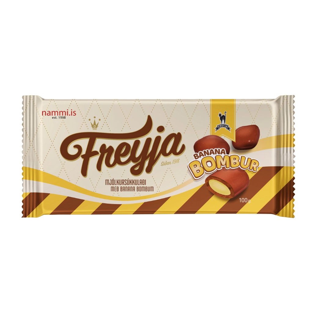 Freyja chocolate with Banana Bombur / 100 gr - nammi.is