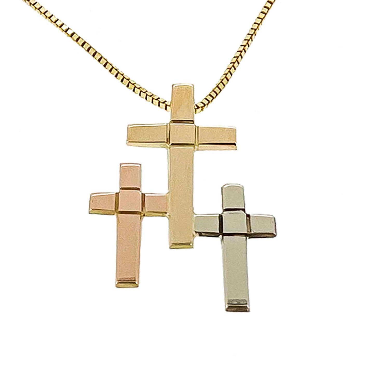Golden Trinity the authentic cross 14k gold with  14k gold plated chain.- nammi.is
