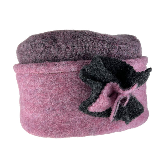 Heba – wool hat, pink/dark grey - nammi.isÓfeigur