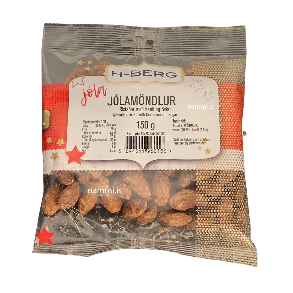 Jóla Möndlur / Almonds Roasted with Cinnamon & Sugar / 150 gr - nammi.isH-Berg