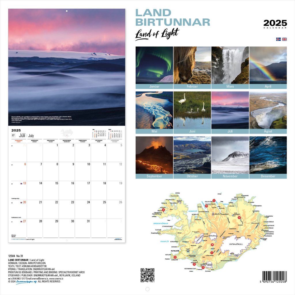 Land of Light Calendar 2025. - nammi.isSnerra
