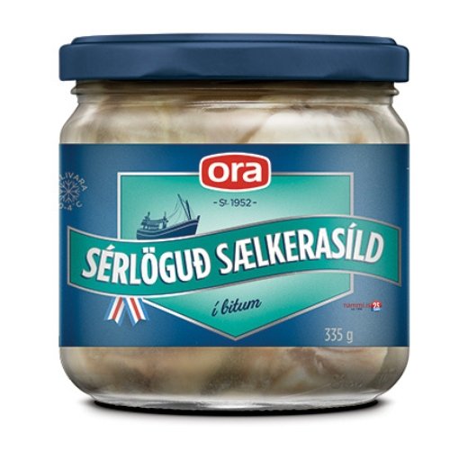 Ora Sérlöguð Sælkerasíld / Herring Gourmet in bits (335 ml.) - nammi.isOra