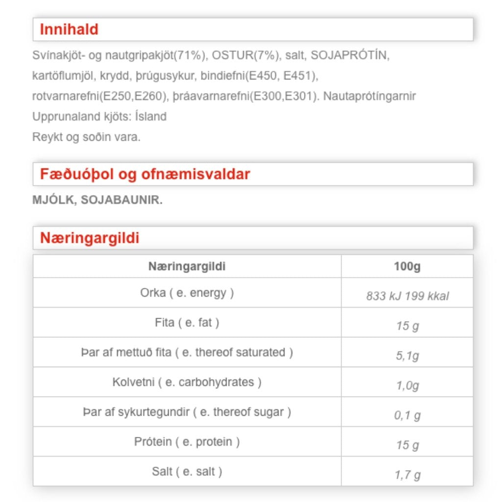 Ostapylsur / Icelandic Hot dogs with Cheese (250 gr.) - nammi.is