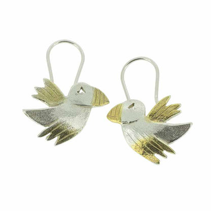 Puffin Silver Earrings - Gold plated - nammi.is