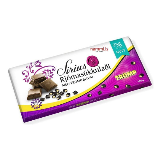 Rjómasúkkulaði - TROMP Cream Chocolate with liquorice bits and marzipan (150 gr.) - nammi.is
