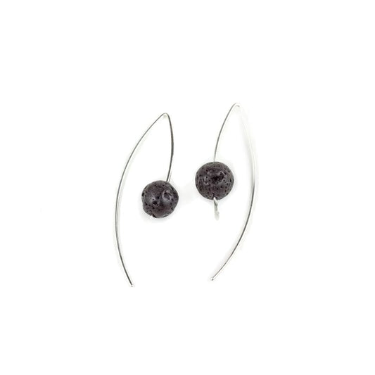 SILVER EARRINGS WITH LAVA STONE - nammi.is