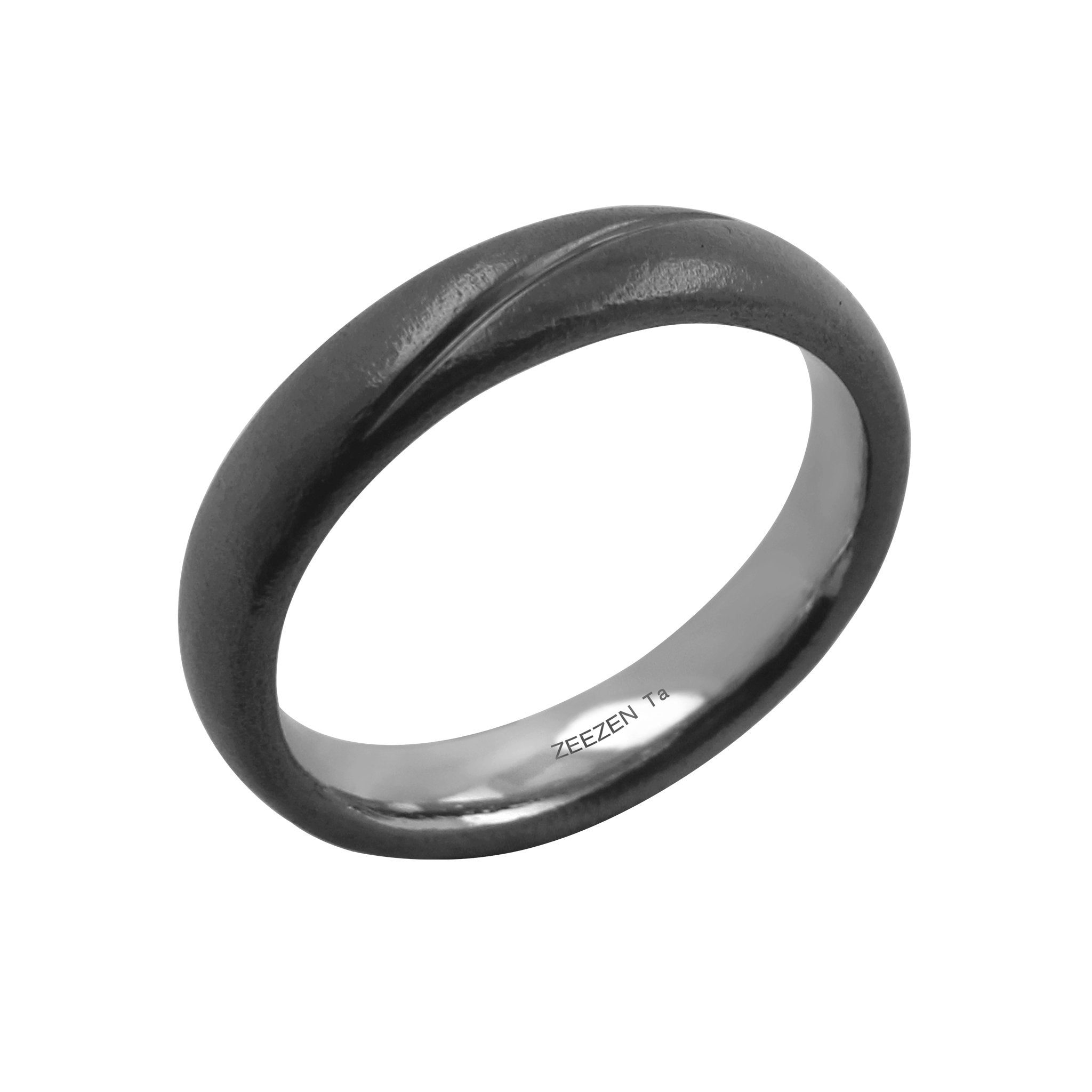 Tantalum Ring - Fine Hammered Oxidised & Polished - Black Surface - nammi.isÓfeigur