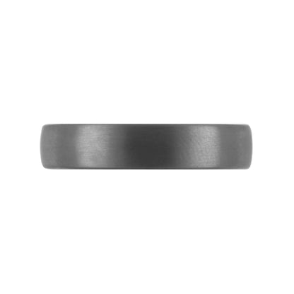 Tantalum Ring w/o min. Matte Ring profile: width: 5.0 mm || height: 1.8 mm. Matt tantalum ring. Top view.