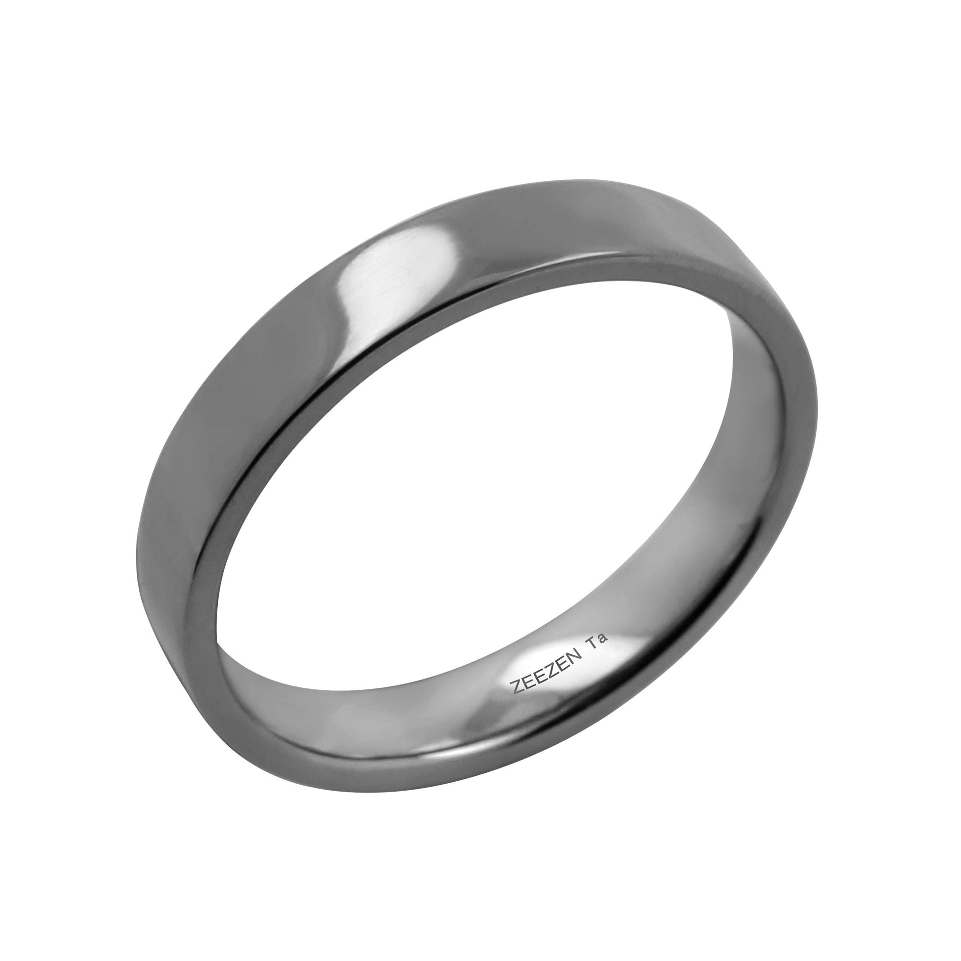 Tantalum Ring w/o min. Polished Ring profile: width: 4.0 mm || height: 1.6 mm. Side view