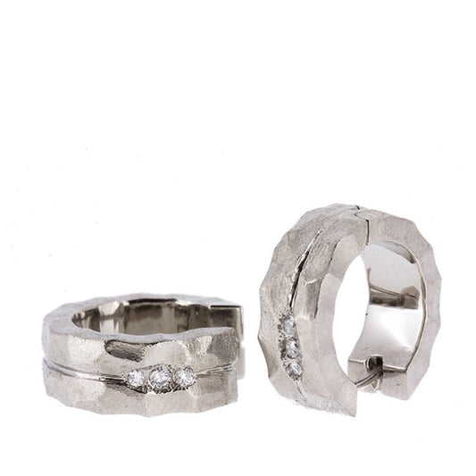 THINGVELLIR - Sculptured Titanium Earrings with diamonds - nammi.is
