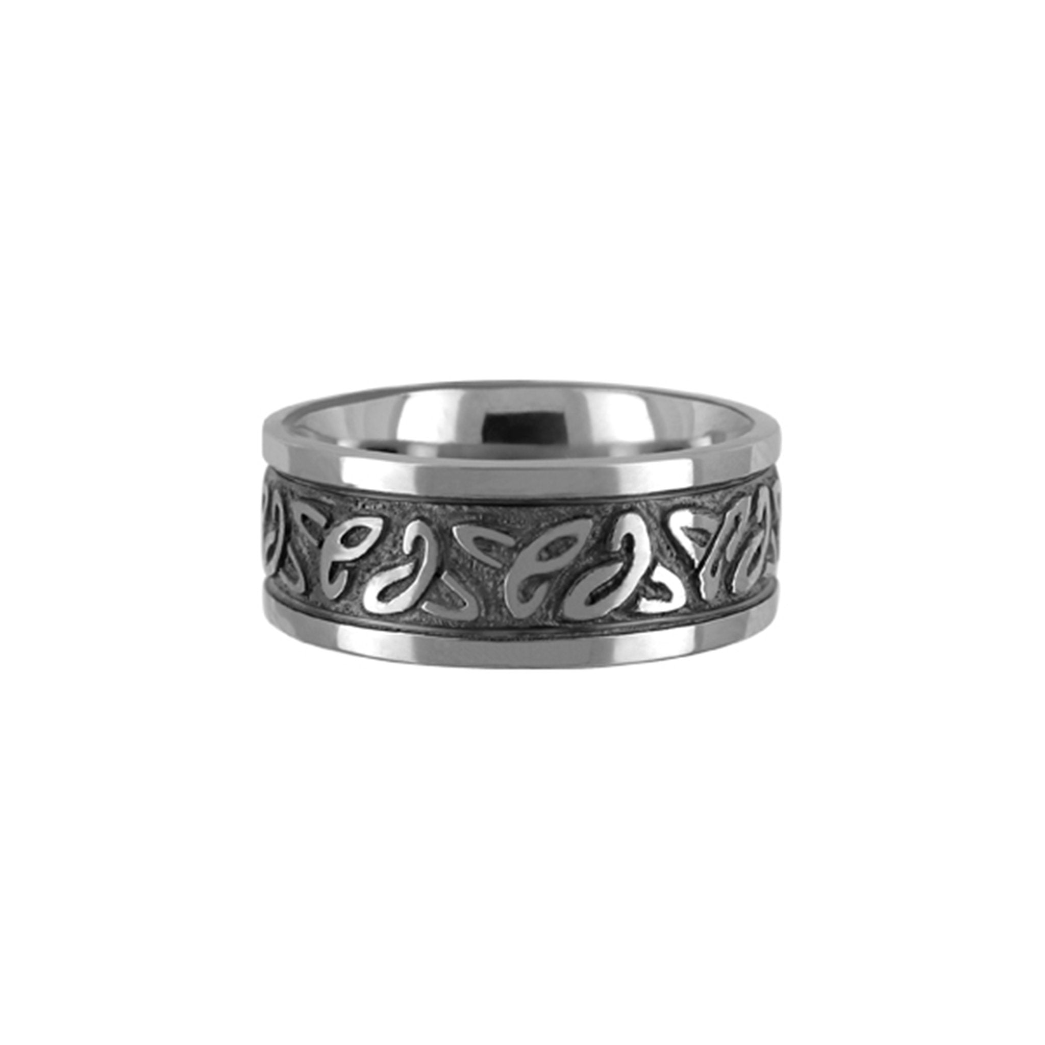 Titan Ring Hand Carved Celtic Ring Polished/Oxidised - nammi.isÓfeigur