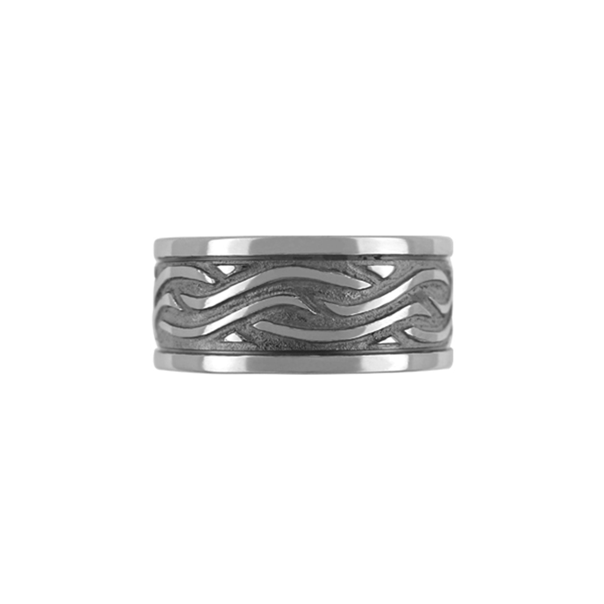 Titan Ring Hand Carved Celtic Ring Polished/Oxidised - nammi.isÓfeigur