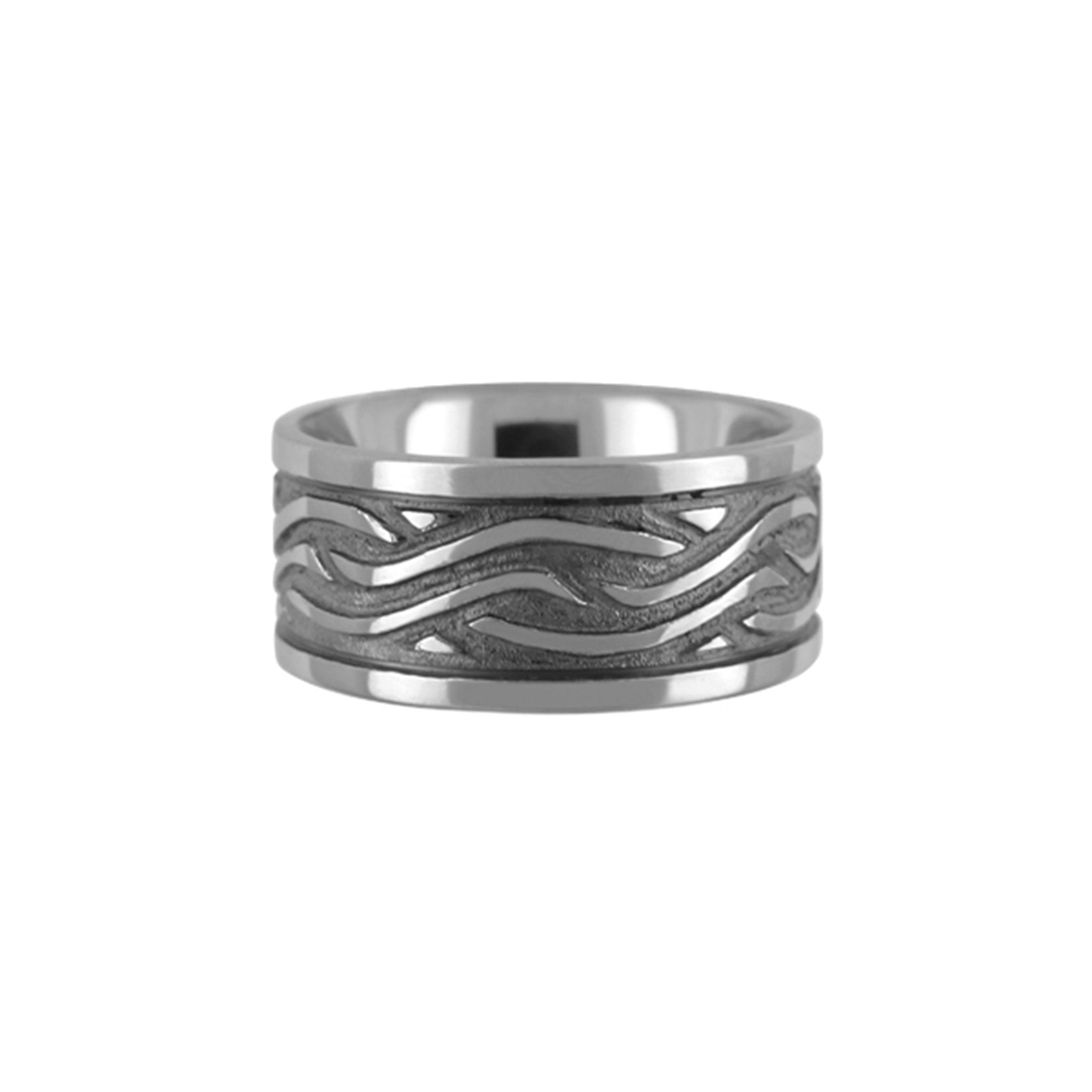 Titan Ring Hand Carved Celtic Ring Polished/Oxidised - nammi.isÓfeigur