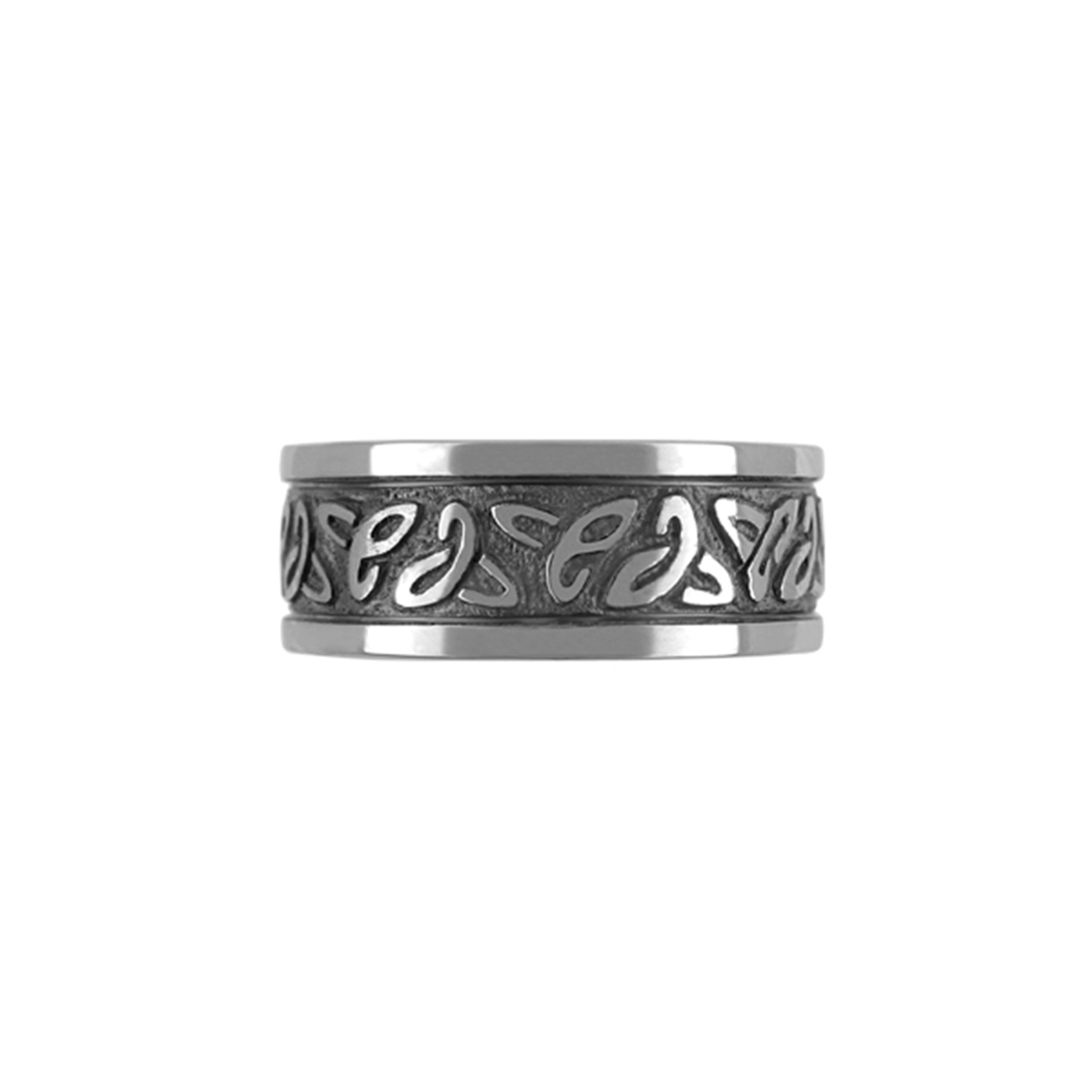 Titan Ring Hand Carved Celtic Ring Polished/Oxidised - nammi.isÓfeigur