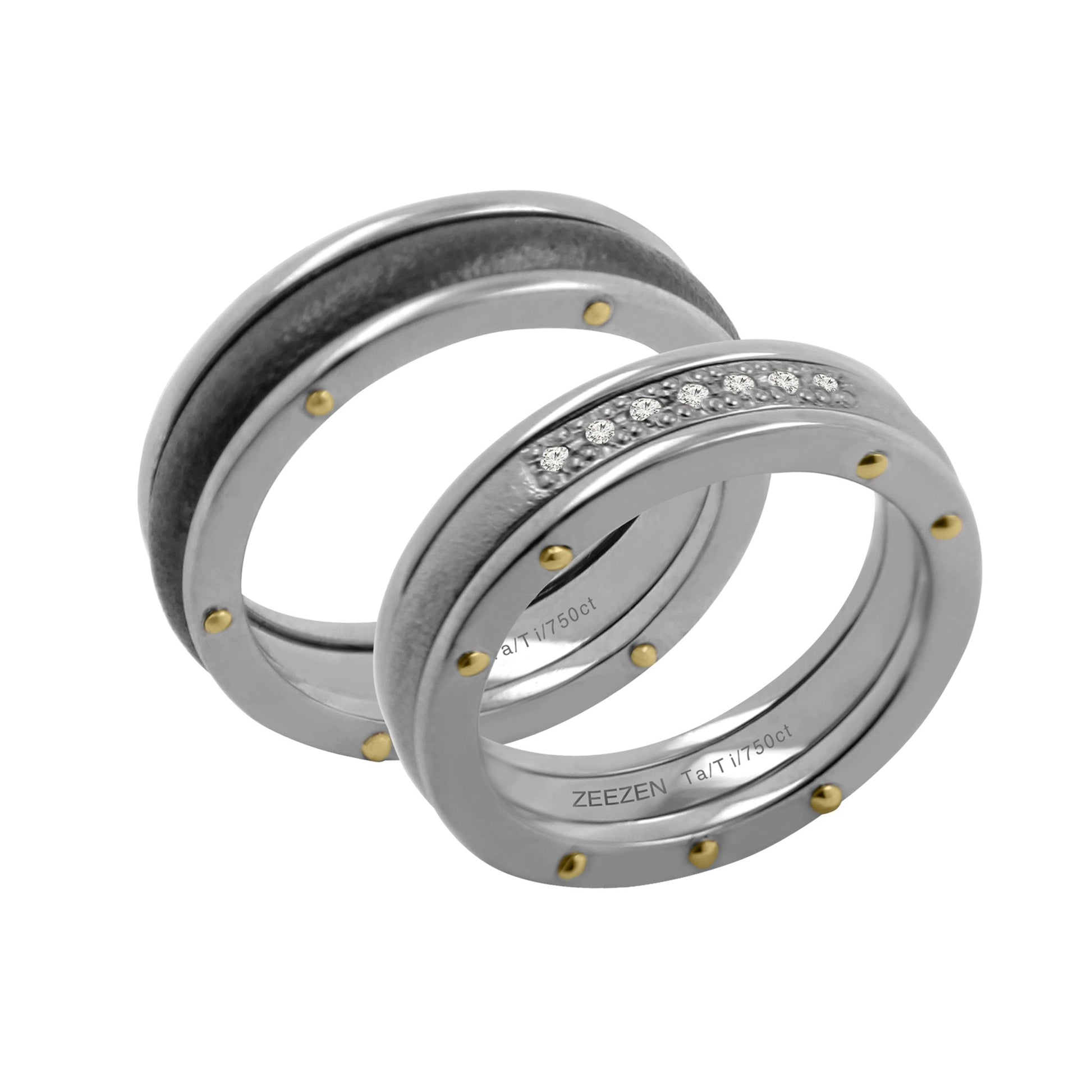 Titan Ring w/ 18k Gold & Tantalum Oxidised Black & Polished - nammi.isÓfeigur