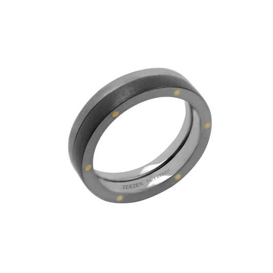 Titan Ring w/ 18k Yellow Gold & Tantalum Oxidised/Sandblast/Mat - nammi.isÓfeigur