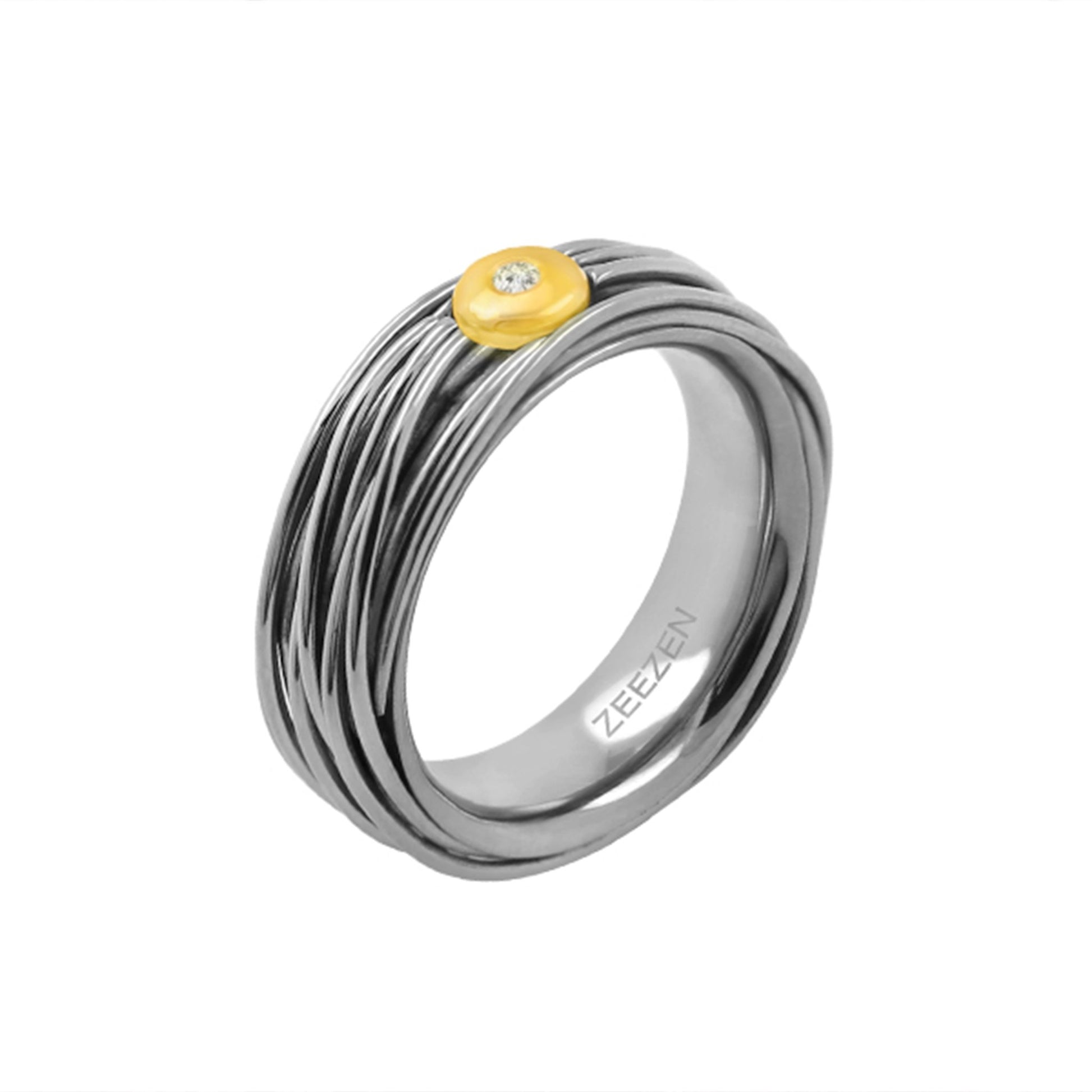 Titan Ring w/ Diamond 0.02. White - 18k Yellow - nammi.isÓfeigur