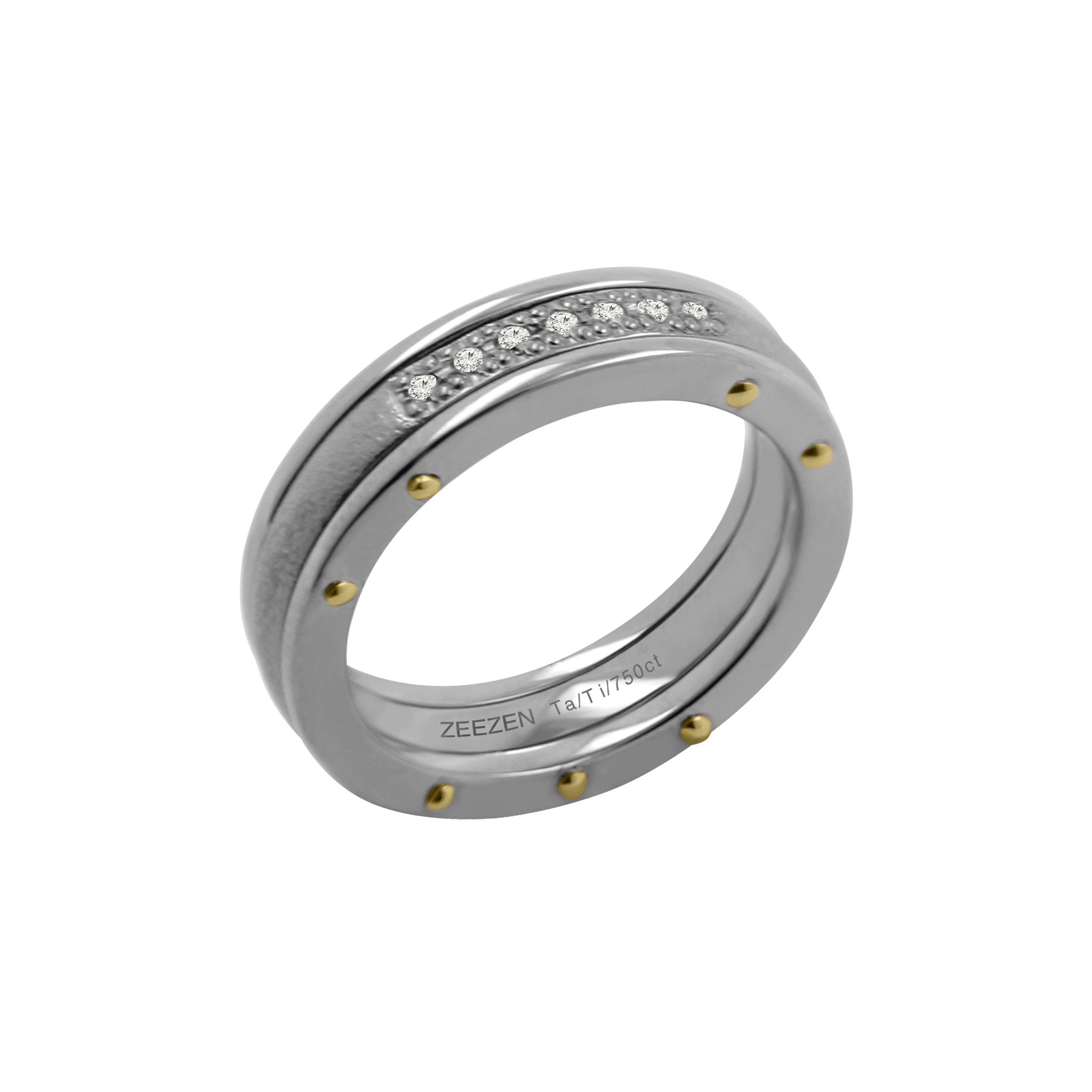 Titan Ring w/ Lab Diamonds, 18k Gold & Tantalum - nammi.isÓfeigur