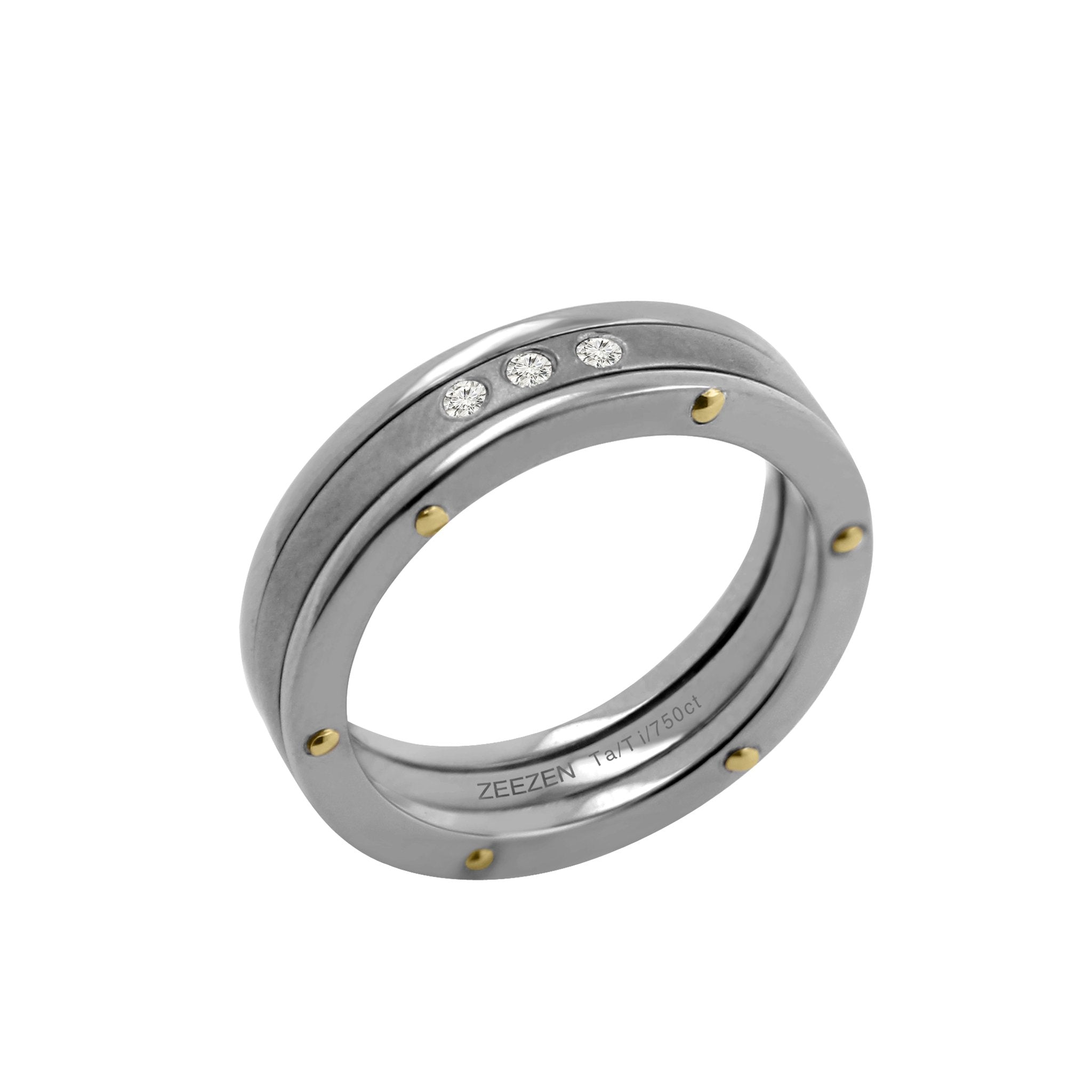 Titan Ring w/ Lab Diamonds, 18k Gold & Tantalum - nammi.isÓfeigur