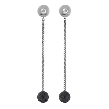 Add Diamonds Earrings  to the Titanium - Backdrop with lava bead 10mm - nammi.is