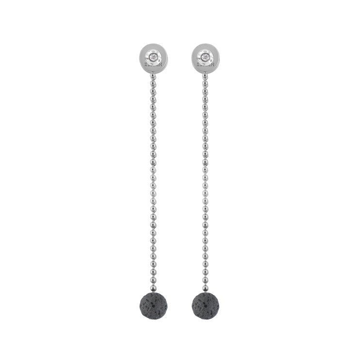 Add Titanium Earring with Diamonds to the Titanium - Backdrop with lava bead 6mm - nammi.is