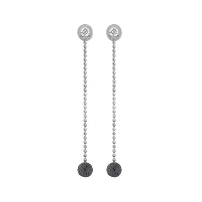 Add Titanium Earring with Diamonds to the Titanium - Backdrop with lava bead 6mm - nammi.is