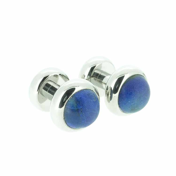 Titanium Cufflinks With Frosted Lapis - nammi.is