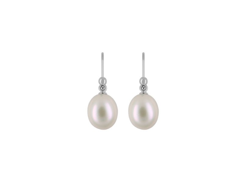 Titanium Dangle Earrings w/ Freshwater Pearls White - nammi.isÓfeigur