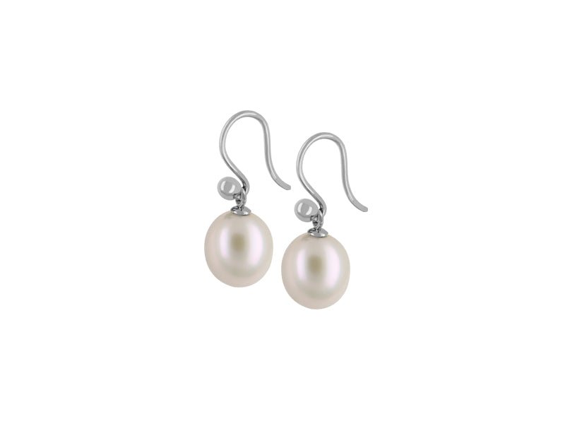 Titanium Dangle Earrings w/ Freshwater Pearls White - nammi.isÓfeigur