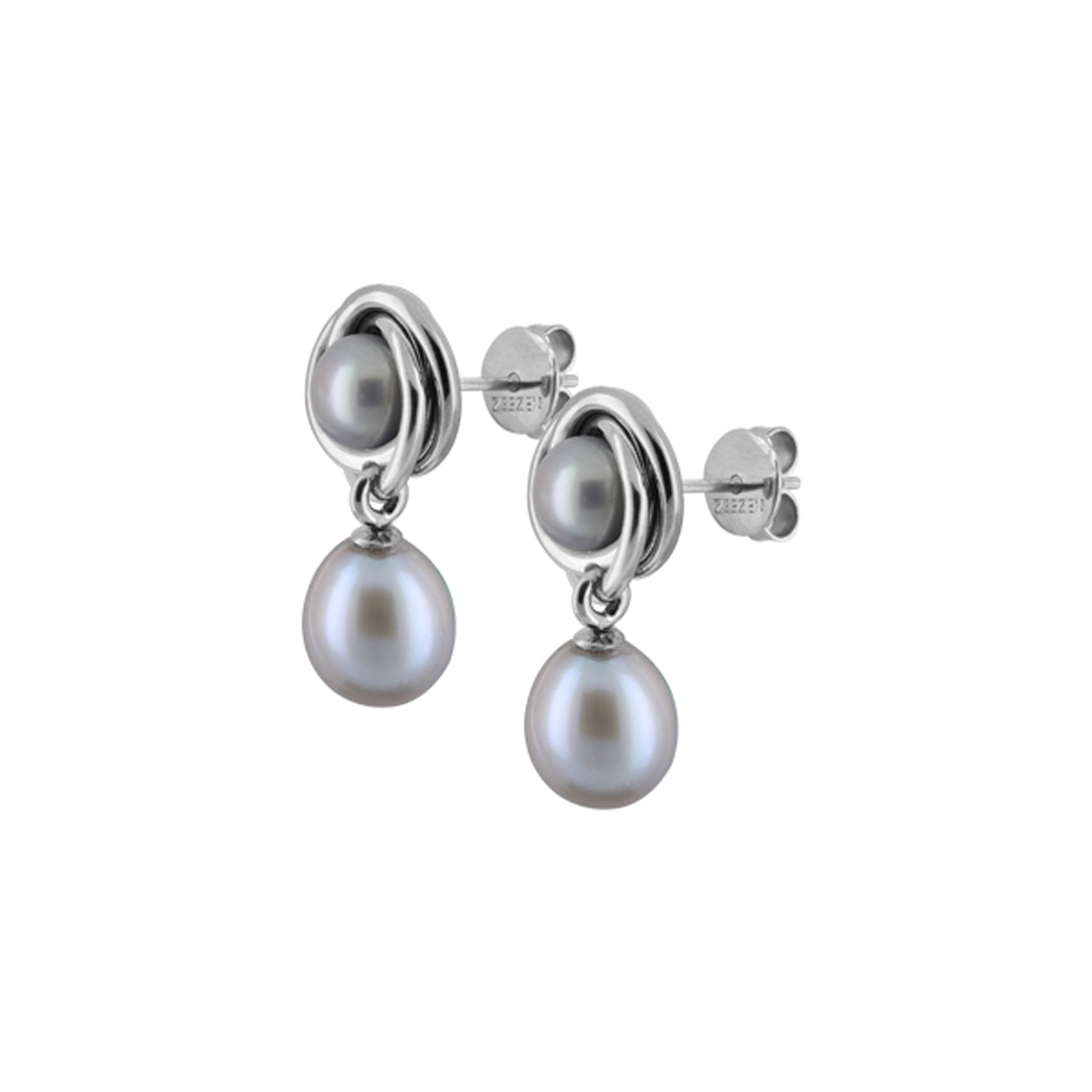 Titanium Dangle Earrings w/ Gray Freshwater Pearls - nammi.isÓfeigur