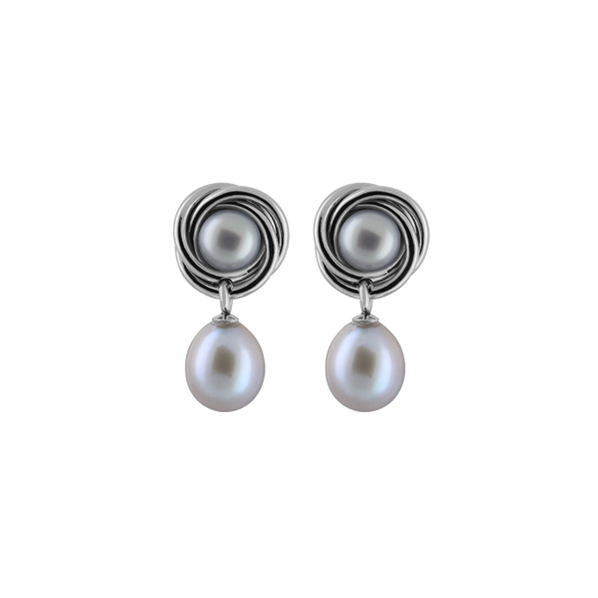 Titanium Dangle Earrings w/ Gray Freshwater Pearls - nammi.isÓfeigur