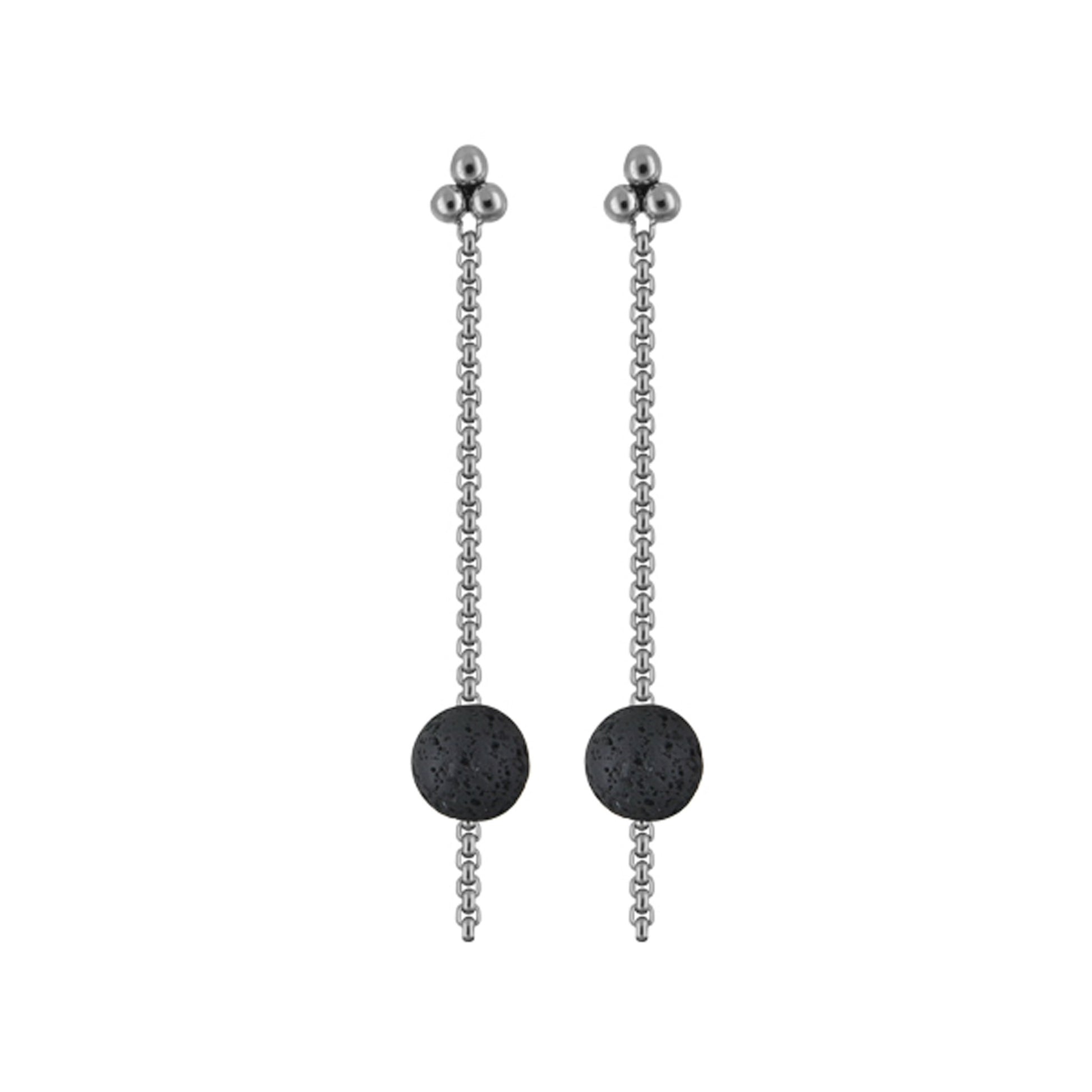 Titanium dangle earrings w/ Lava Beads 8mm - nammi.isÓfeigur