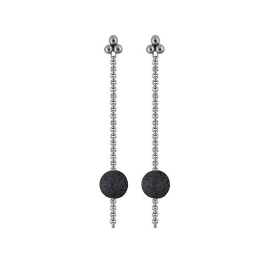 Titanium dangle earrings w/ Lava Beads 8mm - nammi.isÓfeigur