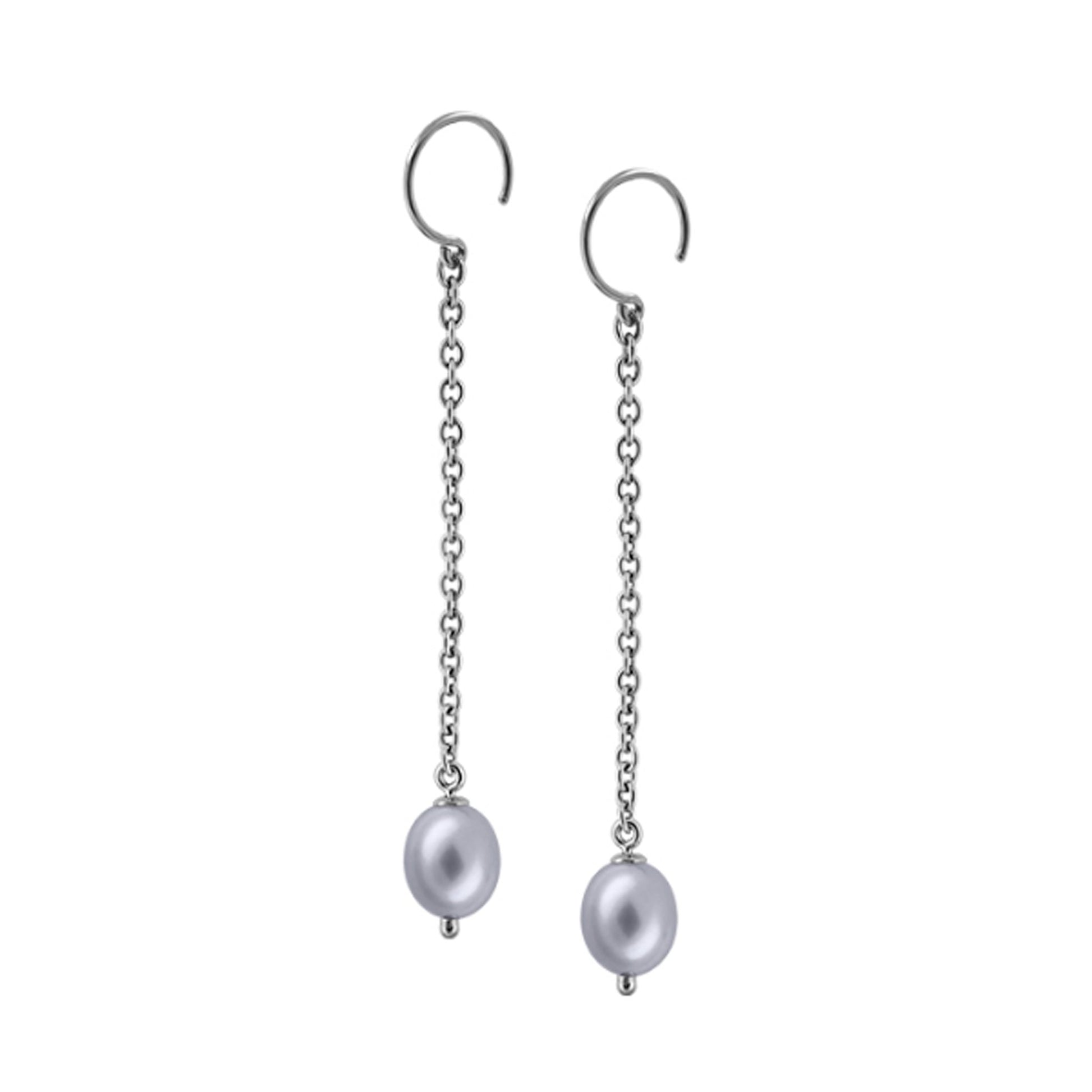 Titanium Dangle Earrings w/ Silver Gray Freshwater Pearls - nammi.isSALE