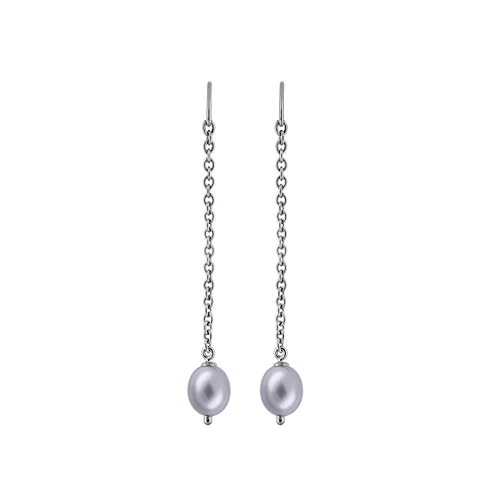 Titanium Dangle Earrings w/ Silver Gray Freshwater Pearls - nammi.isSALE