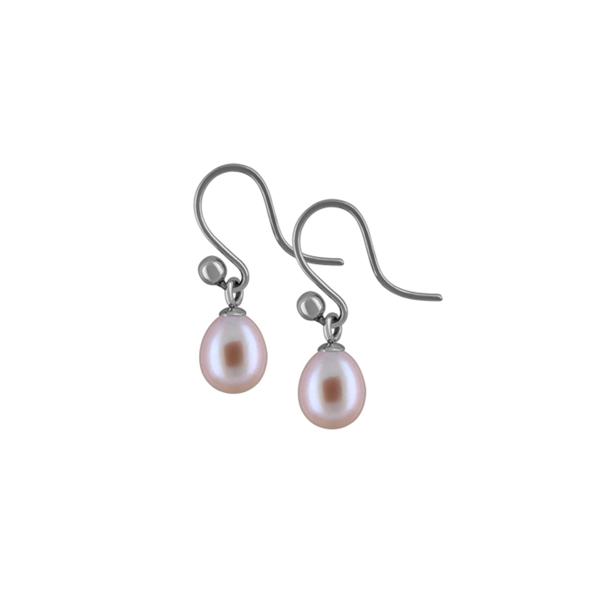 Titanium Earrings w/ Freshwater Pearls Natural Purple - nammi.isÓfeigur