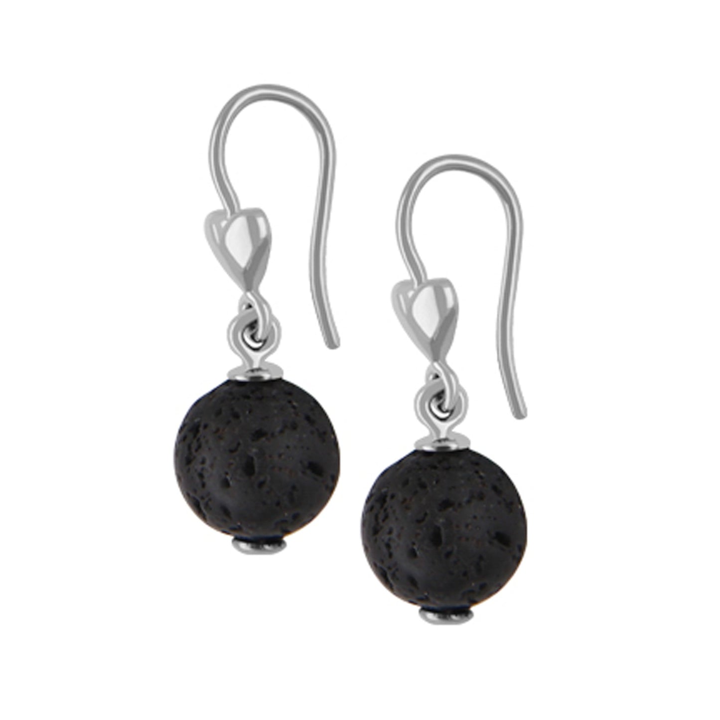Titanium Heart - dangle earrings w/ Lava Beads - nammi.isÓfeigur