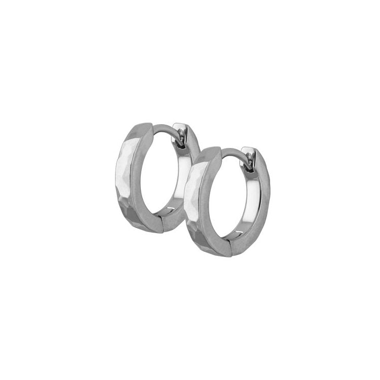 Titanium - Hoop earrings - Flat Hammered - nammi.is
