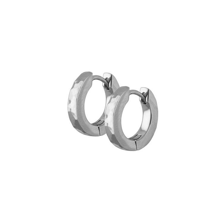 Titanium - Hoop earrings - Flat Hammered Polished - nammi.is