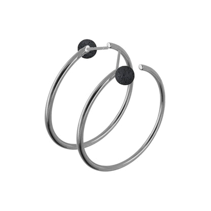 Titanium hoops earrings w/ Lava Beads 6mm - nammi.isÓfeigur